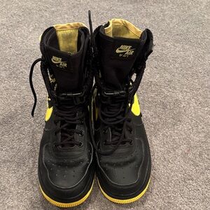 Nike Black and Yellow Air Force Sneakers